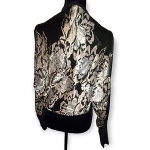 CAbi  Holiday Silk Shrug. Size L. NWT.